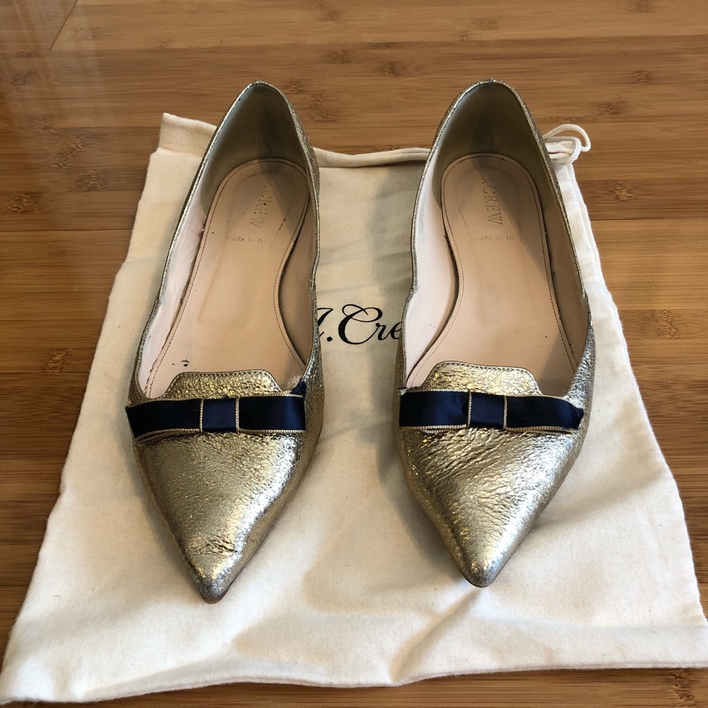 J. Crew Gold pointed toe flats